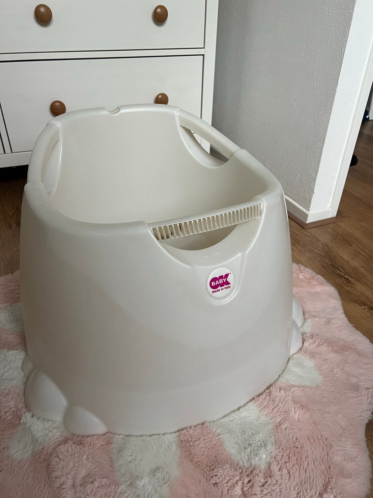 OKbaby babybadje Opla Douchezitje Ecru dreumes peuter, Kinderen en Baby's, Badjes en Verzorging, Ophalen, Gebruikt, Badje, Overige merken