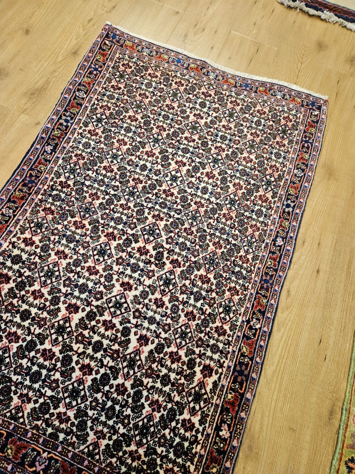 Vintage handgeknoopt perzisch tapijt bidjar 142 84, Info@SlatsAntiek.nl, Tweedehands, Perzisch, Crème