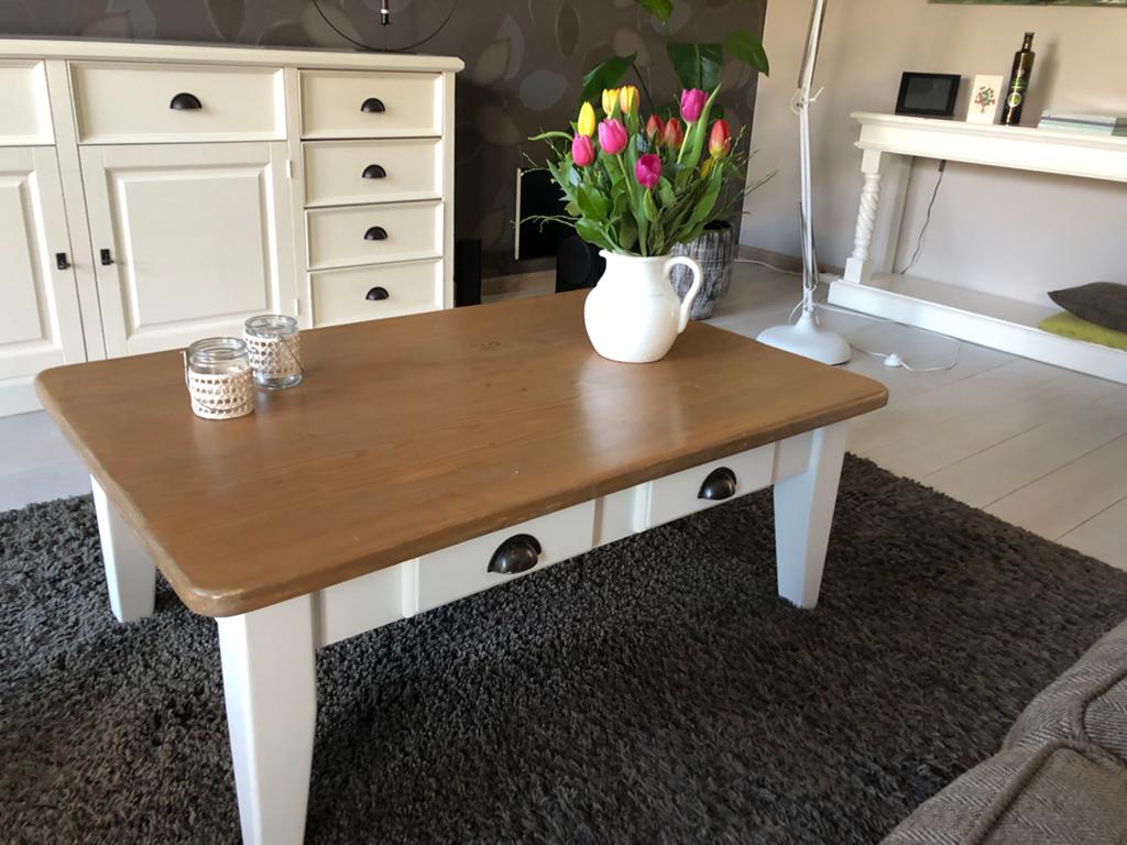 Salontafel met twee laden., Ophalen, Gebruikt, 100 tot 150 cm, 50 tot 100 cm