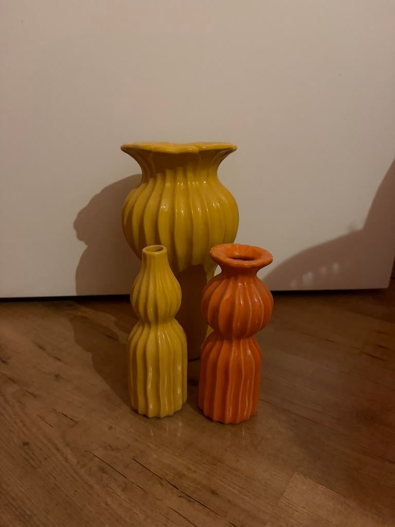 3 vazen, Huis en Inrichting, Woonaccessoires | Vazen, Overige kleuren, Ophalen of Verzenden, Minder dan 50 cm, Glas