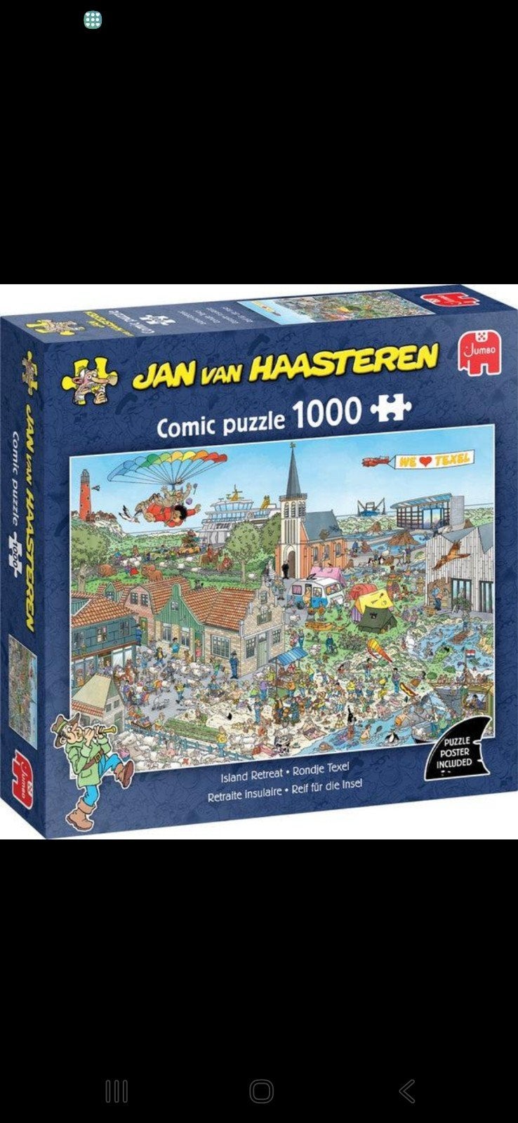 Jan van Haasteren puzzel  Rondje Texel, 1000 stukjes, Ophalen of Verzenden, 500 t/m 1500 stukjes, Zo goed als nieuw