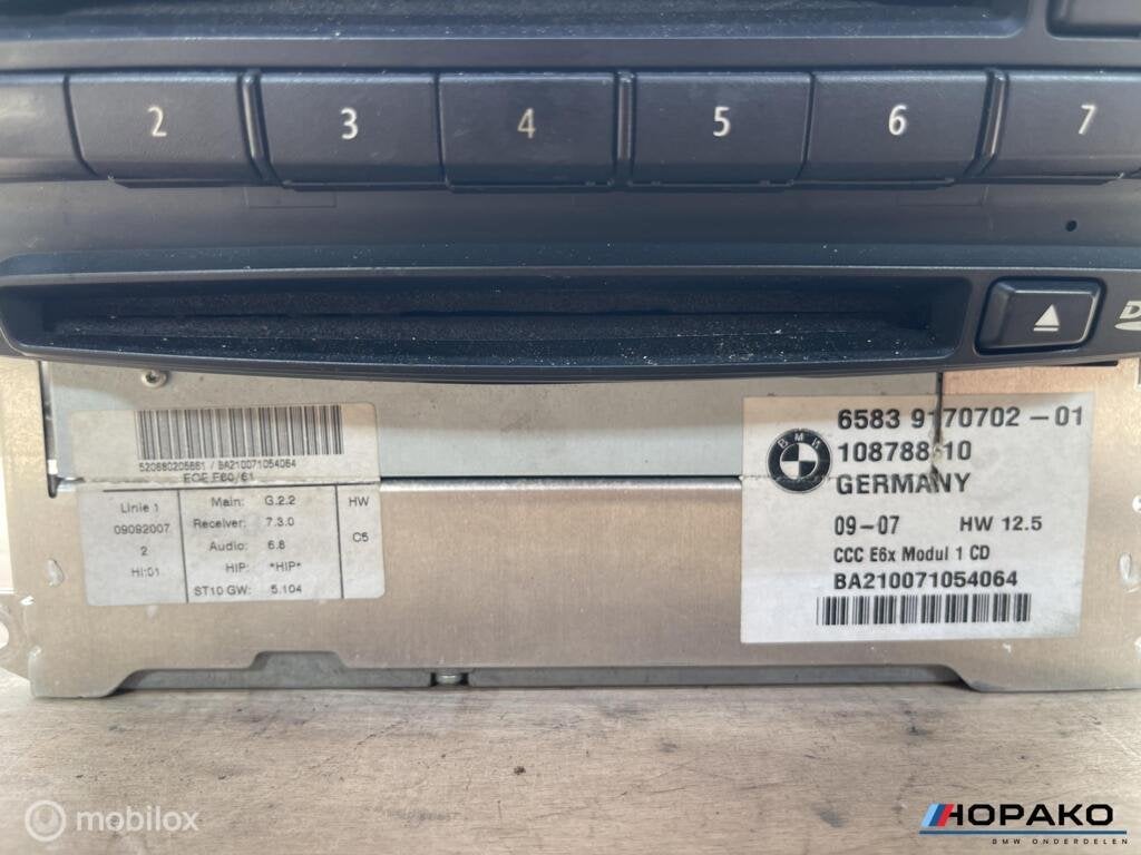 Radio BMW 5 / 6 serie E60 E61 E63 E64 | 65839170702, Gebruikt, Einsteinlaan 5 rijswijk, Bmw, Ophalen of Verzenden