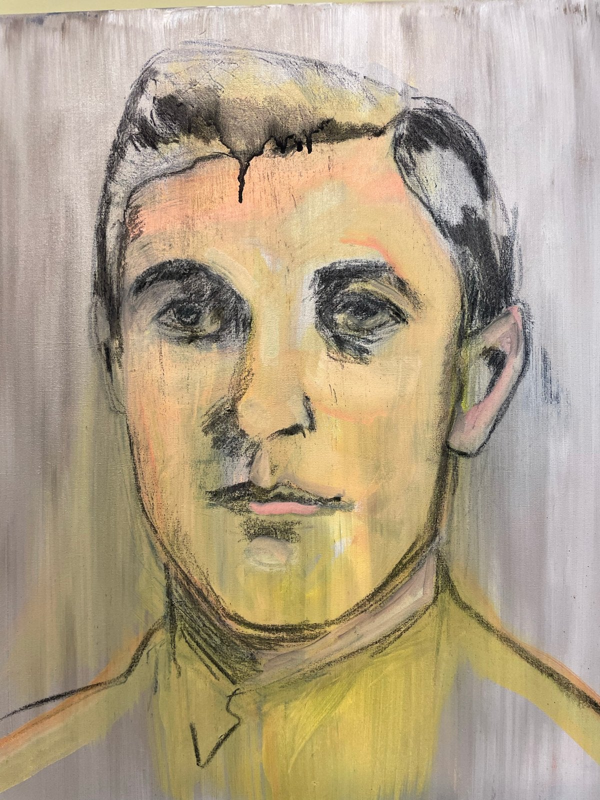 Portret van een man - verf en houtskool op doek (50x60 cm), Ophalen