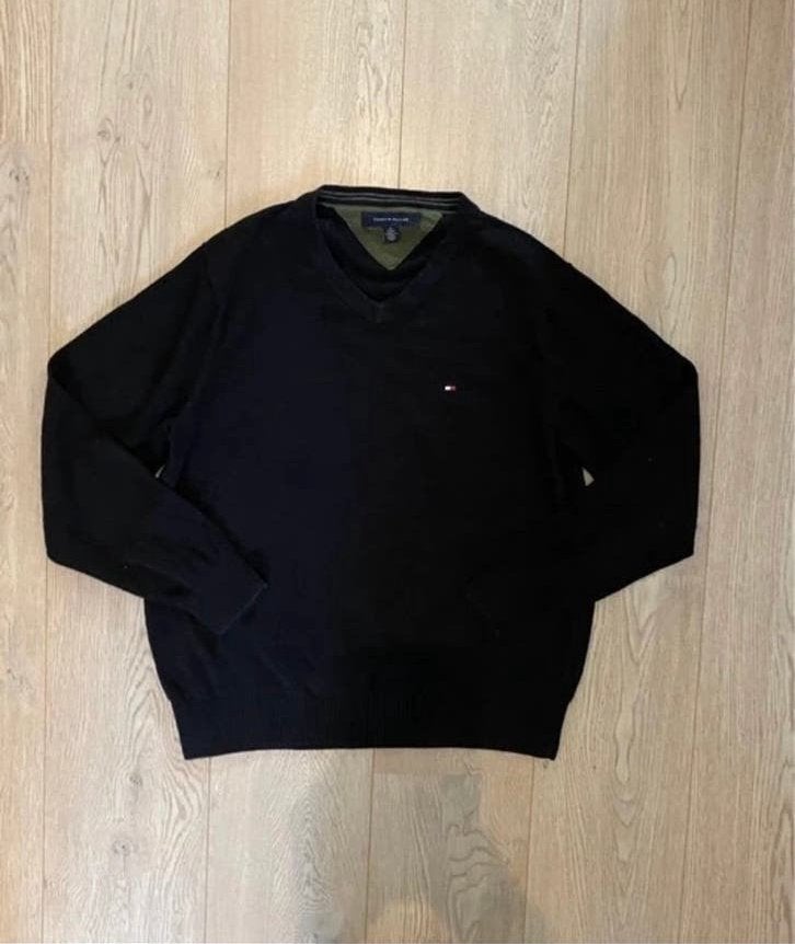 Tommy Hilfiger Herentrui Zwart V-hals Maat M, Kleding | Heren, Verzenden, Gedragen, Maat 48/50 (M), Zwart