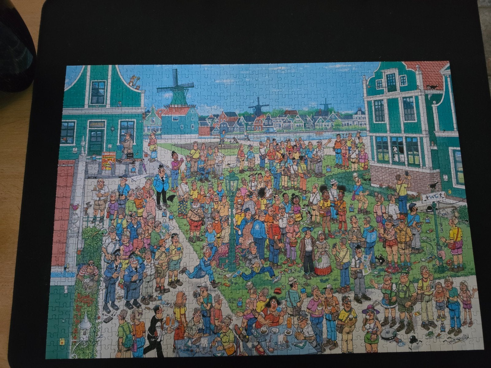 Jan van Haasteren Op de Zaanse Schans 1000 stukj, Ophalen, 500 t/m 1500 stukjes, Zo goed als nieuw, Legpuzzel