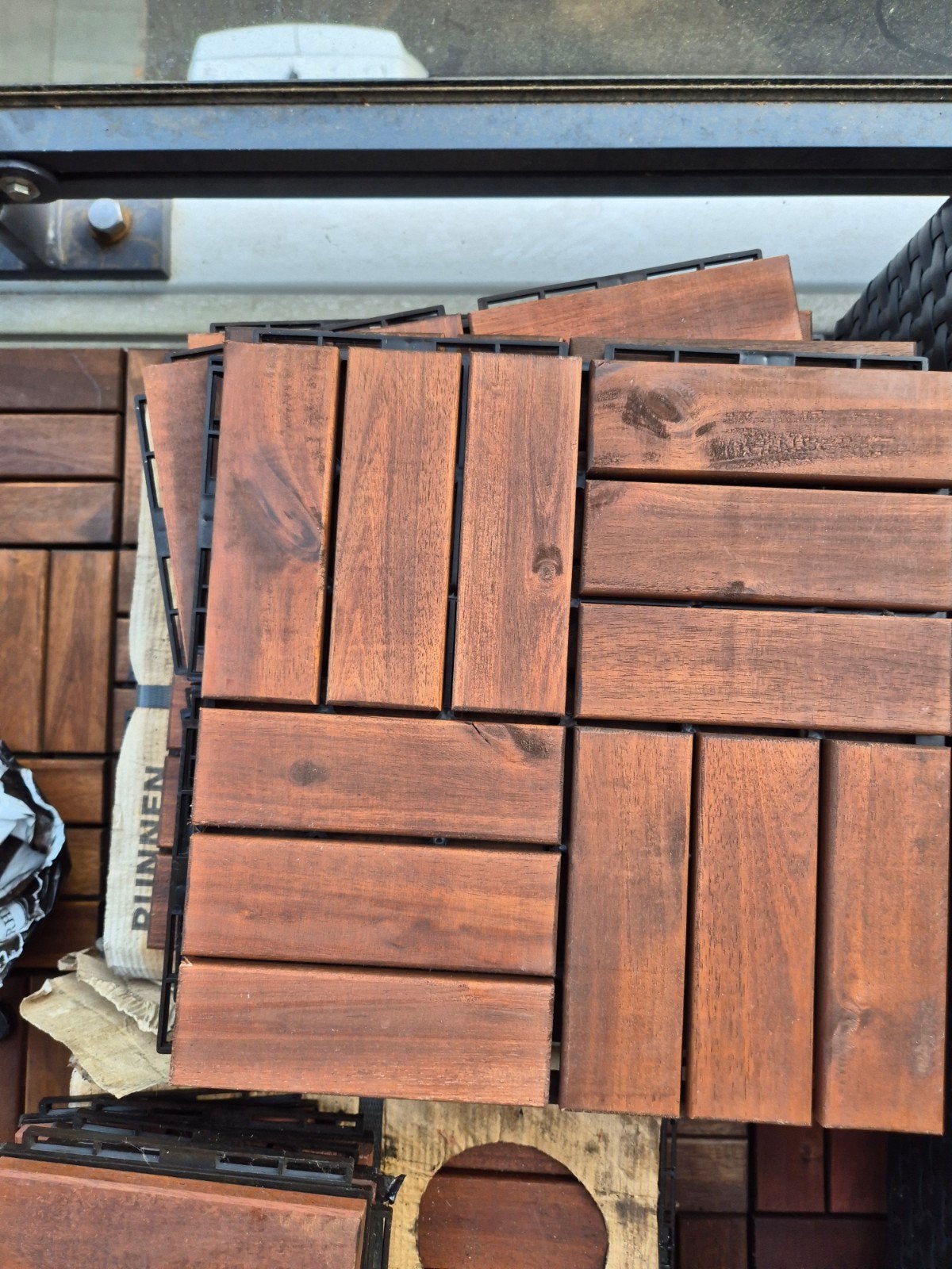 IKEA RUNNEN Vlondertegels acacia, Ophalen, Zo goed als nieuw, Minder dan 5 m², Hout
