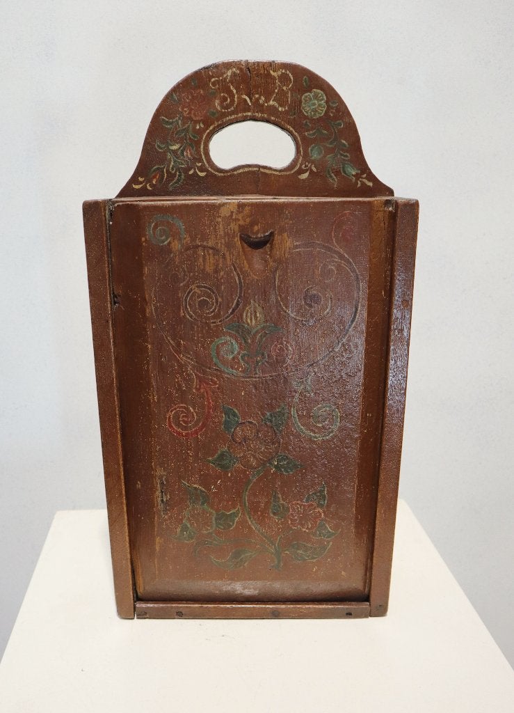 Antieke beschilderde houten schooltas, Ophalen of Verzenden