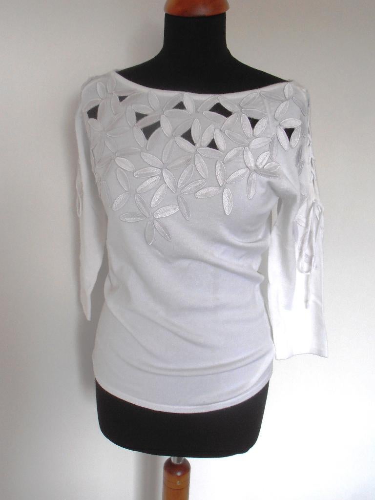 Leo Guy - prachtige witte shirt top 3/4 mouwen 40 (L), Kleding | Dames, Maat 38/40 (M), Verzenden, Wit, Leo Guy