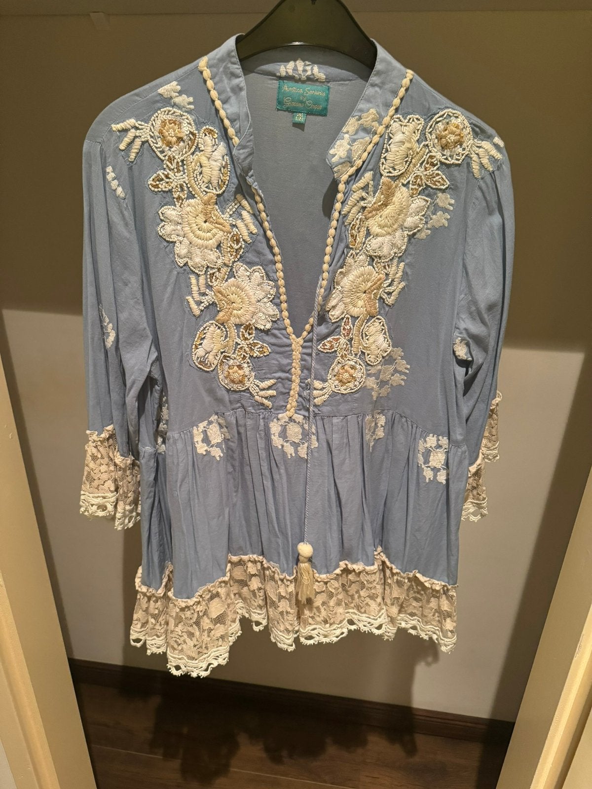 ANTICA SARTORIA - Ibiza Boho Blouse met Kralen | ONESIZE, Ophalen of Verzenden, Zo goed als nieuw, Maat 38/40 (M)