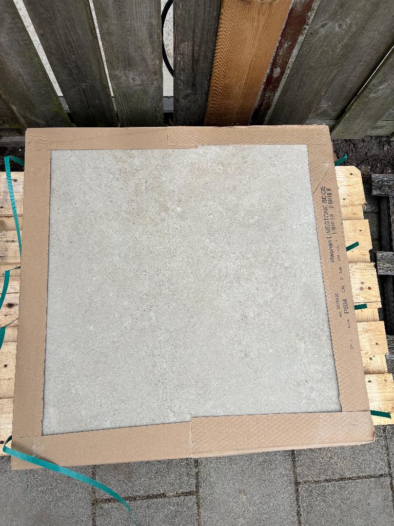 VTwonen Solostone Limestone Beige tegels 80x80 (7st -4,5 m2), Tuin en Terras, Tegels en Klinkers, Ophalen, Keramiek, Nieuw, Minder dan 5 m²