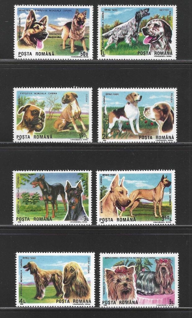 Roemenie 4603-4610 8 type honden 1990 serie postfris, Ophalen of Verzenden, Postfris, Dier of Natuur