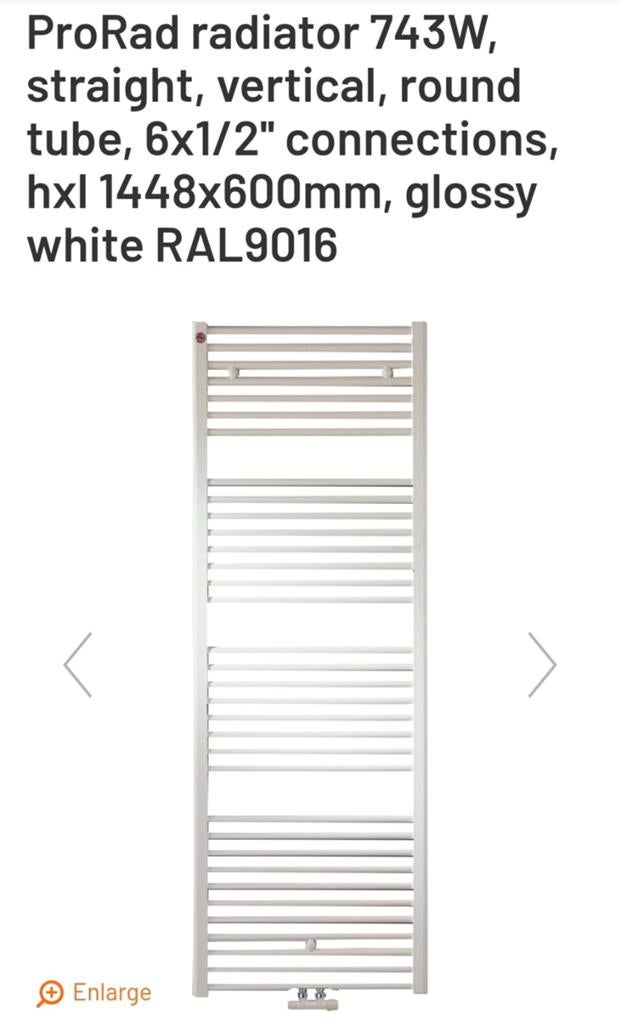 Nieuwe Prorad Badkamer Radiator 1448x600mm 743W Wit, Ophalen, Nieuw