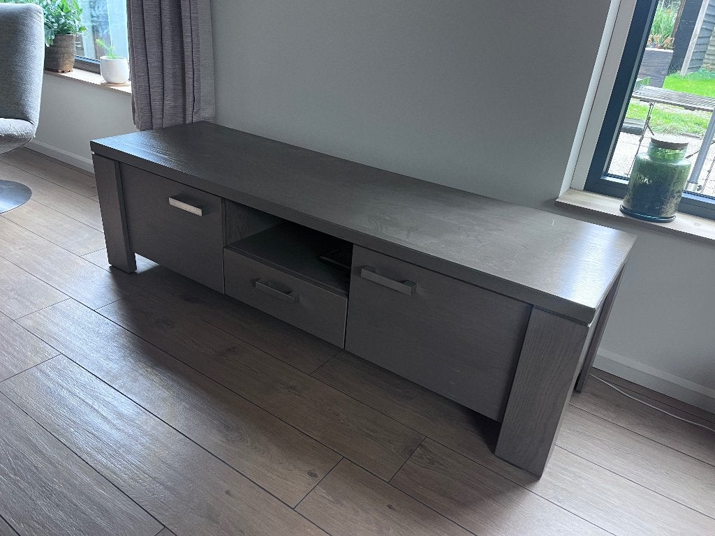 Tv meubel, Ophalen, Gebruikt, 150 tot 200 cm, Eikenhout