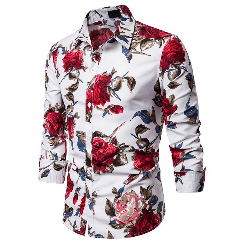 Heren wit bloemen overhemd / mannen shirt, Verzenden, Nieuw, Wit, Overige halswijdtes