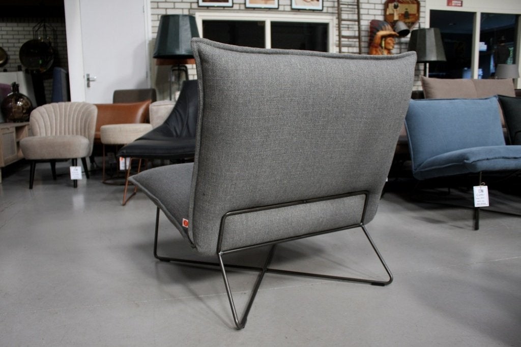 Luxe fauteuil EARL Jess design metaal stof grijs lounge