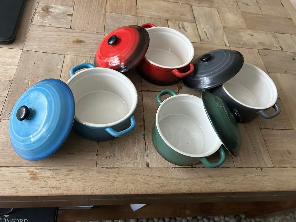 4 Emaille Ovenpannetjes - Diverse Kleuren, Ophalen, Zo goed als nieuw