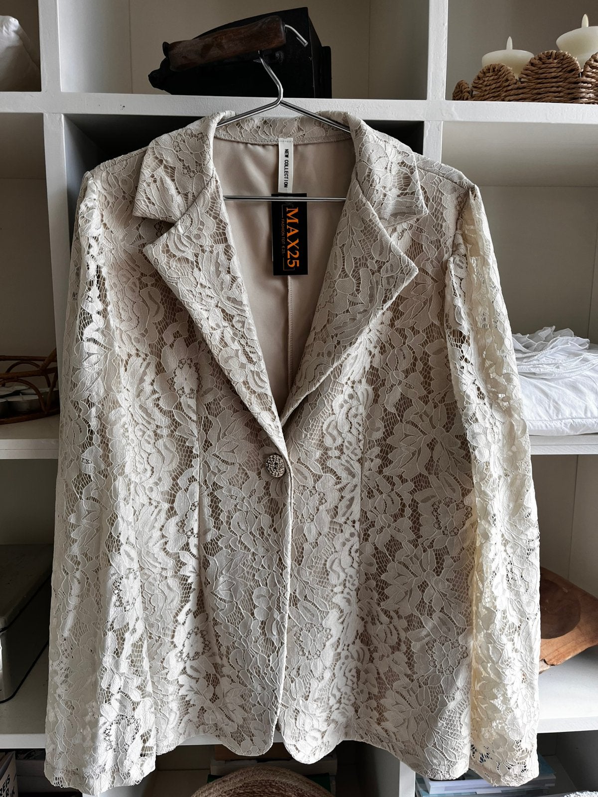 Beige dames Colbert van kant XL NIEUW, Kleding | Dames, Beige, Maat 46/48 (XL) of groter, Nieuw, Ophalen of Verzenden