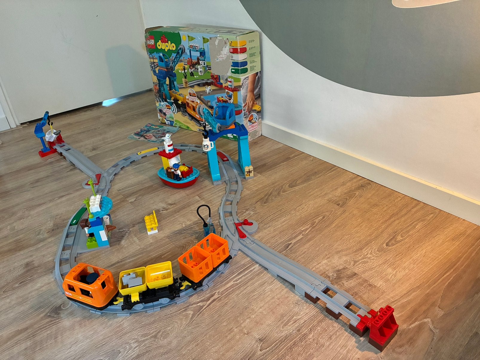 Lego Duplo trein, goederentrein 10875 en extra rails 10882, Kinderen en Baby's, Ophalen, Zo goed als nieuw, Duplo
