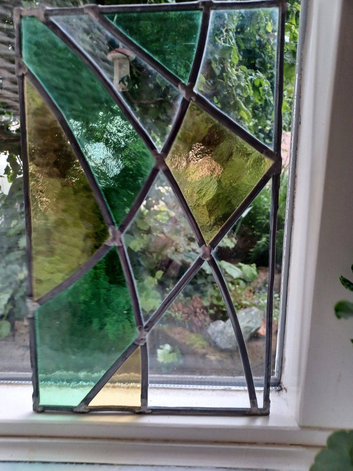 Uniek glas in lood raam decoratie Groen/Geel, Ophalen of Verzenden