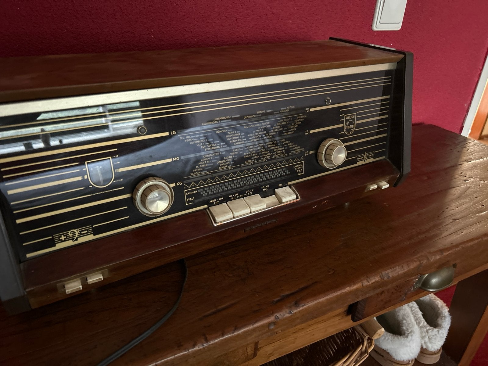 Vintage Philips buizenradio - Werkend, Ophalen of Verzenden, Gebruikt, Radio
