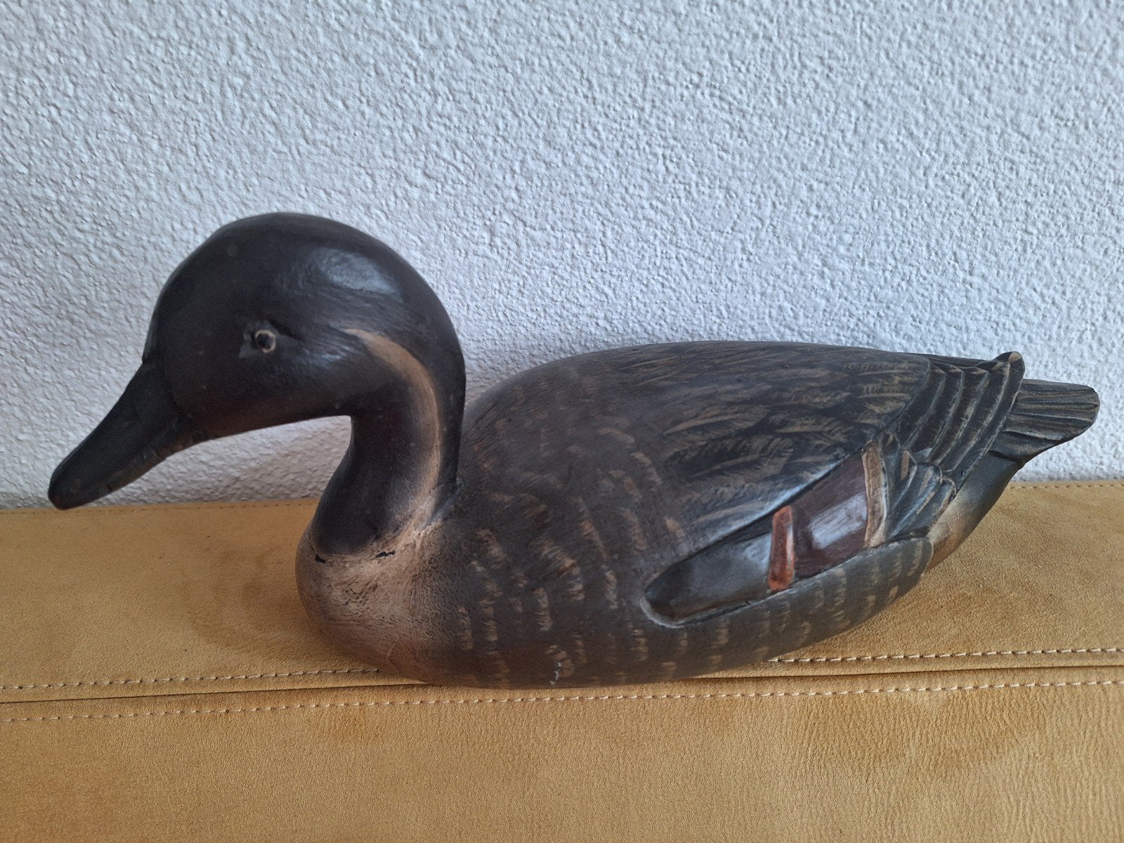 Vintage Houten Eend Decoy - Handgesneden en Geschilderd, Ophalen