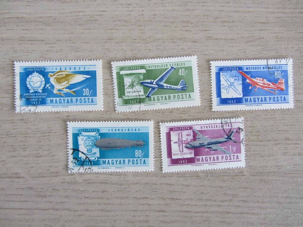Magyar Posta (Hongarije) 1962 Vliegtuigen Postzegels, Ophalen of Verzenden, Gestempeld, Vliegtuigen