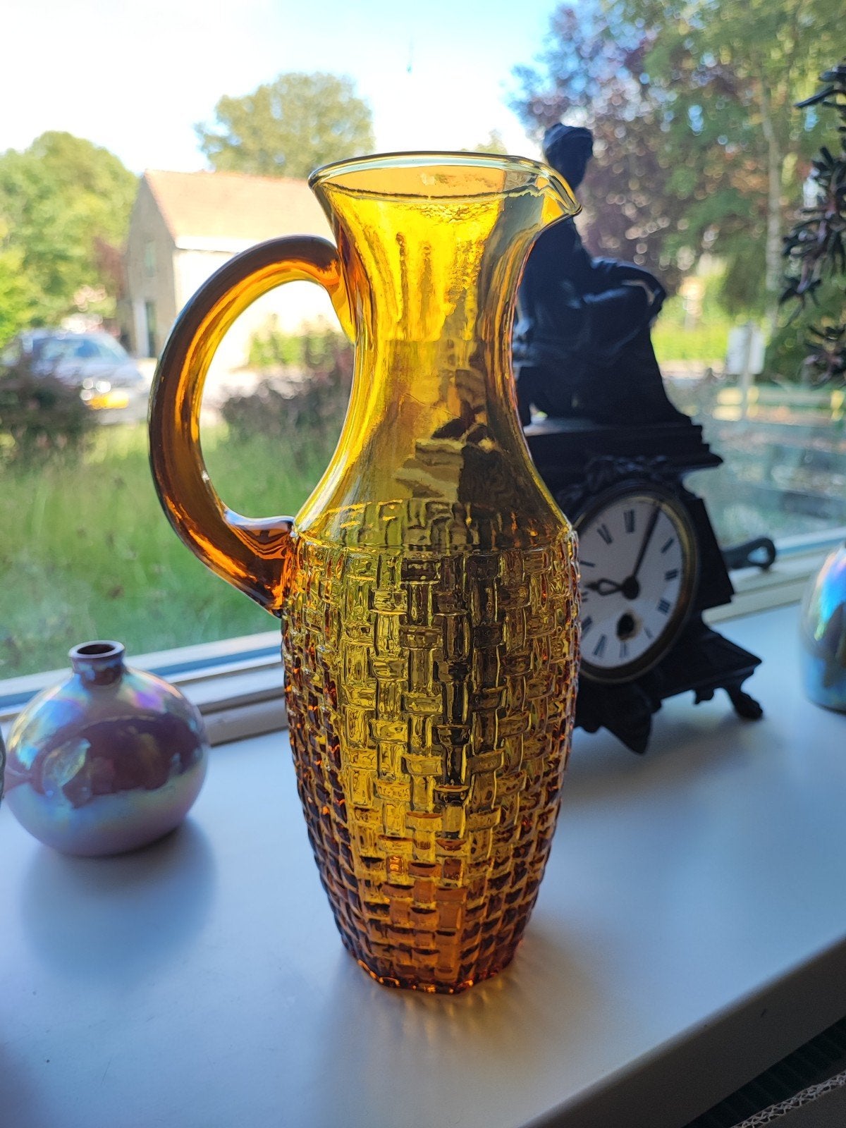 Vintage Amber Goud Honing slanke zeldzame vaas  (Italie?), Antiek en Kunst, Antiek | Glas en Kristal, Ophalen of Verzenden