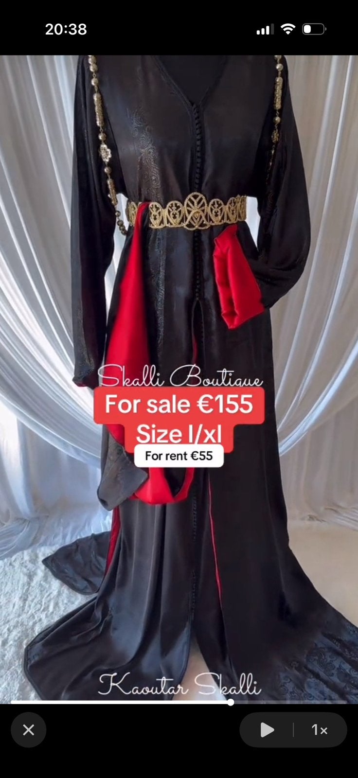 Takshita jawhara zwart rood, Overige typen, Maat 46/48 (XL) of groter, Ophalen of Verzenden, Zo goed als nieuw