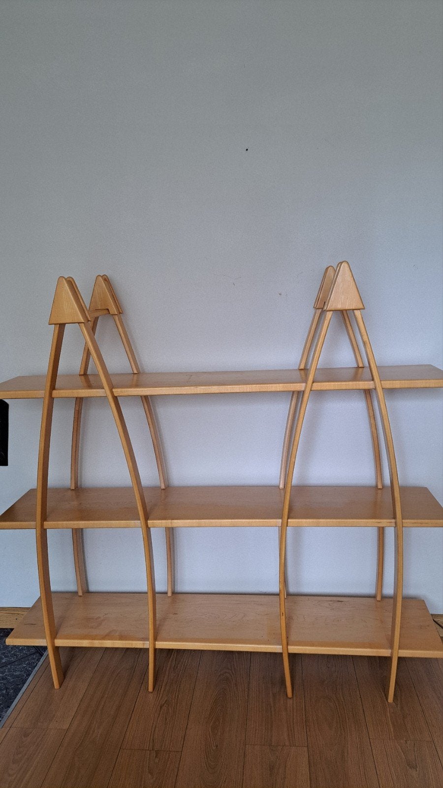 Unieke houten boekenkast/roomdivider, waarschijnlijk Esdoorn, Ophalen, Met plank(en), Gebruikt, 100 tot 150 cm