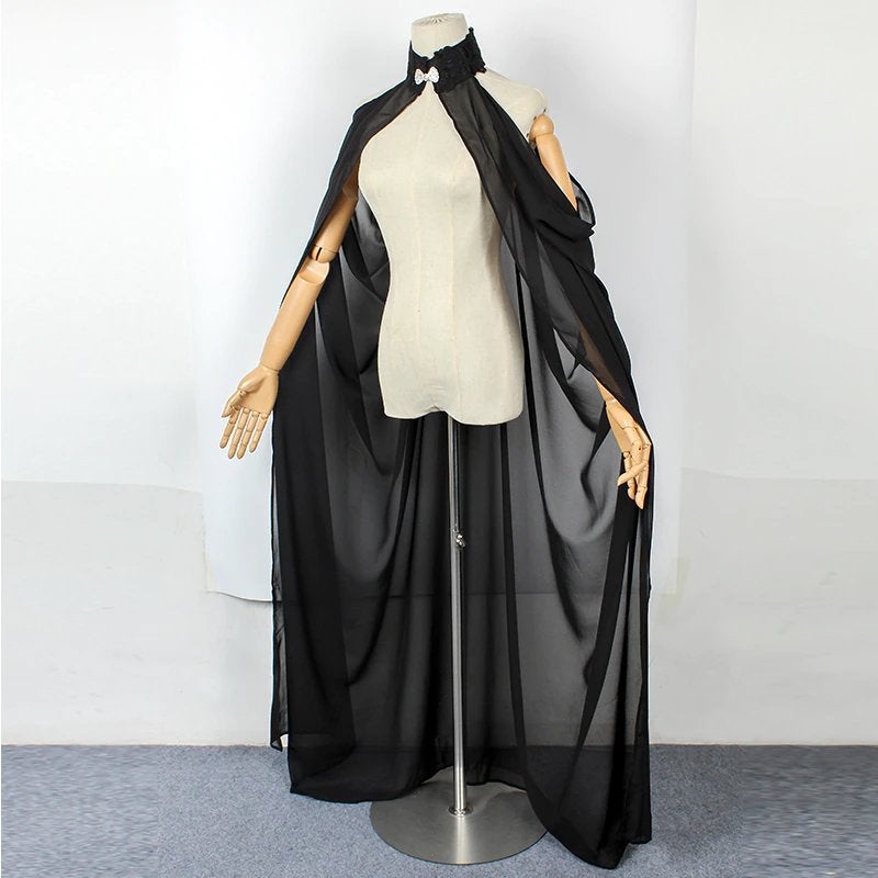 Zwarte middeleeuwse elven dames cape (larp steampunk elf), Hobby en Vrije tijd, Kostuums, Theaterbenodigdheden en LARP, Verzenden