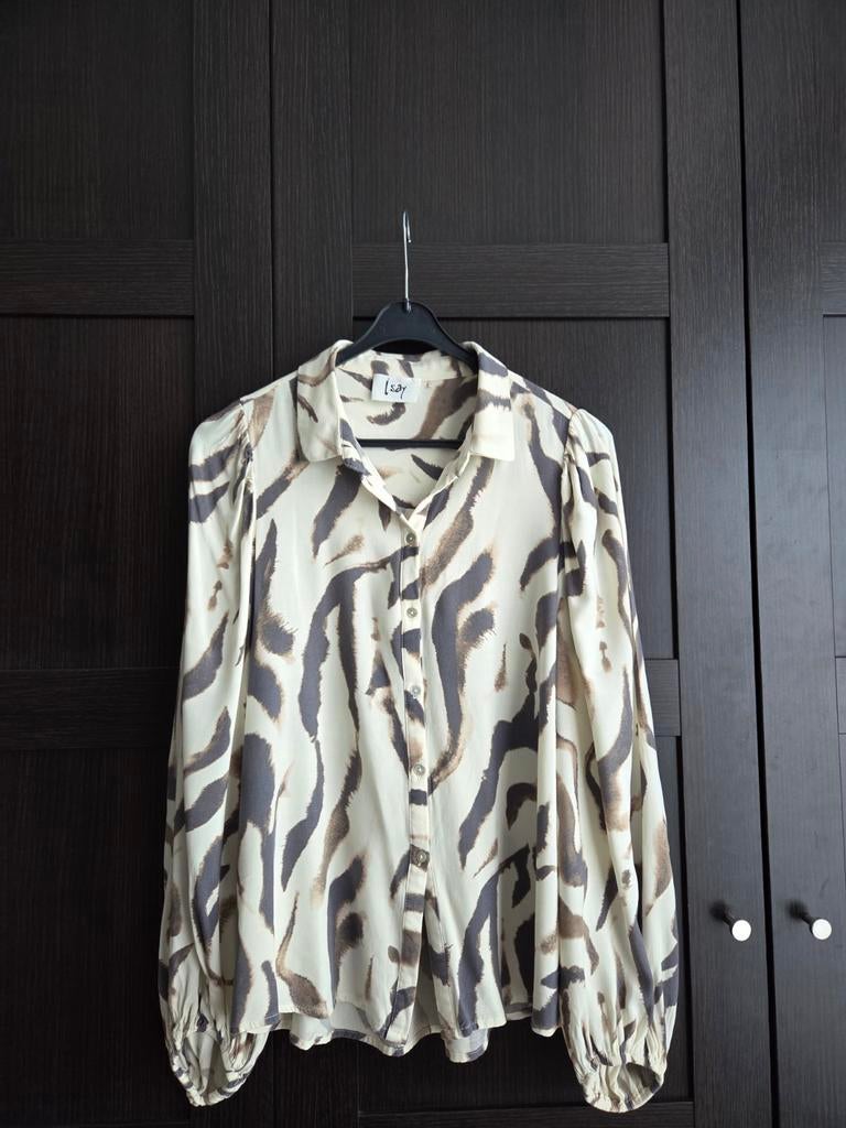 I Say blouse creme wit taupe bruin viscose S M als nieuw, Kleding | Dames, Maat 38/40 (M), Wit, Ophalen of Verzenden, Zo goed als nieuw
