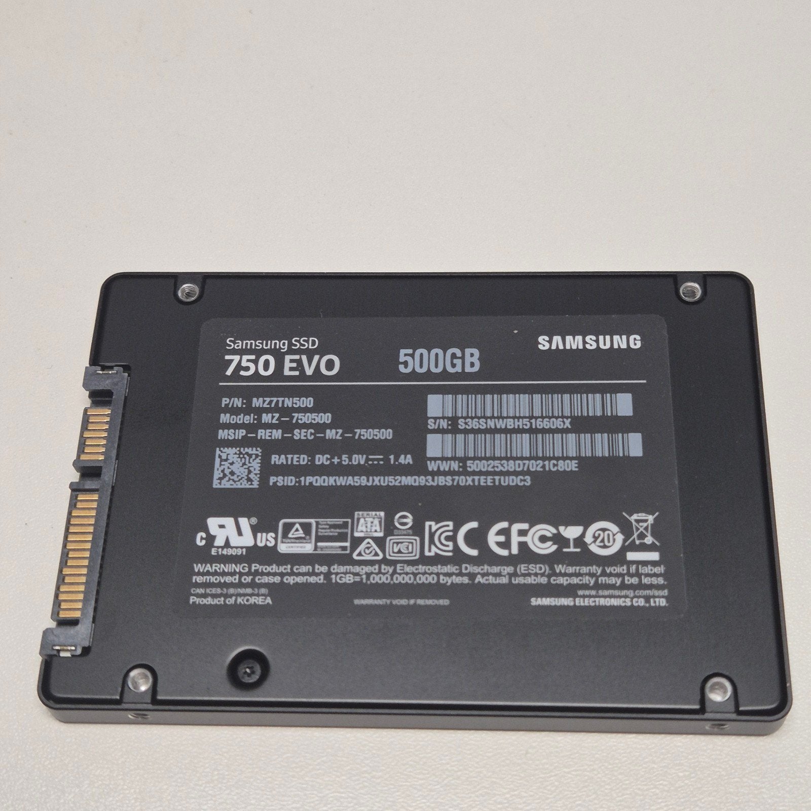 Samsung 750 EVO 500GB SSD 2,5" Sata, Computers en Software, Harde schijven, Intern, Gebruikt, Verzenden, Samsung