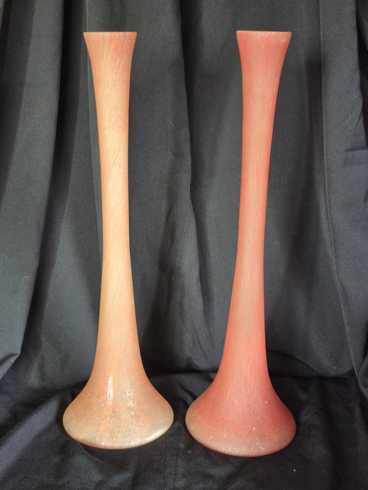 2 prachtige hoge vazen 50 cm art deco Marmoreen solifrore, Ophalen, Gebruikt, Glas, Roze