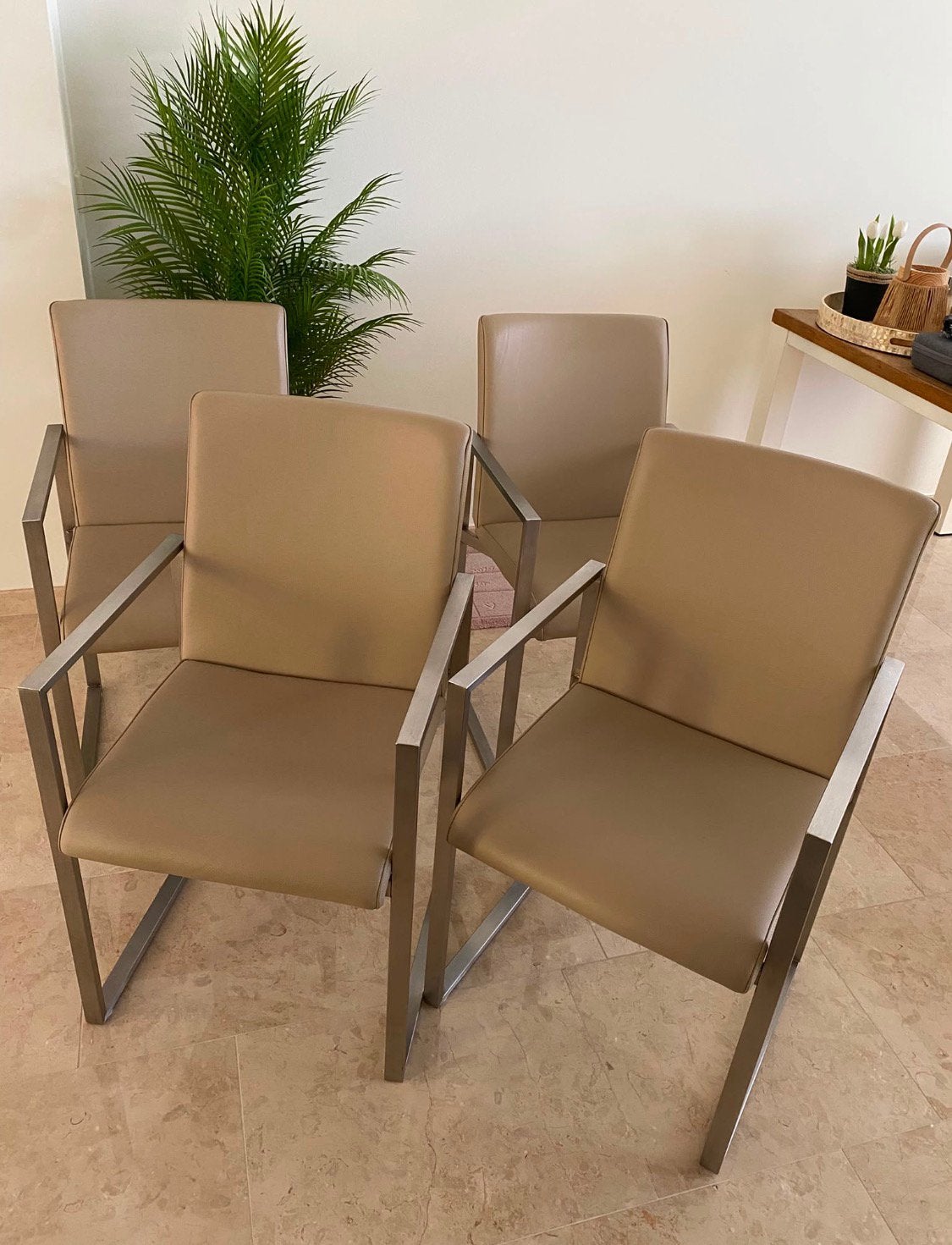 Prachtige echt leren stoelen, 6  beschikbaar, Ophalen, Zo goed als nieuw, Leer