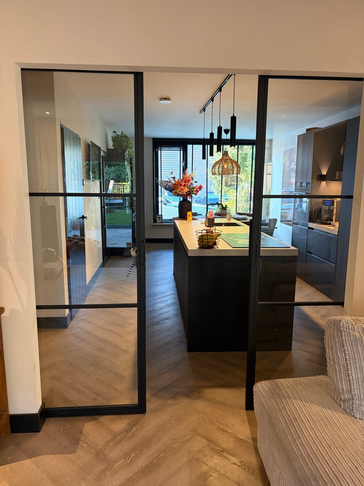 2x stalen schuifdeur glas 100x215 + rails, Binnendeur, Schuifdeur, 200 tot 215 cm, Ophalen
