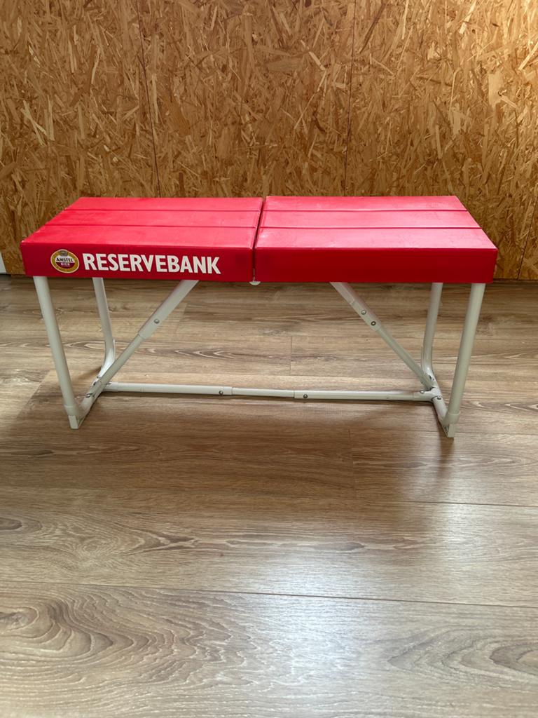 Opklapbaar Amstel Bier Reservebankje - Camping & Tuin, Verzamelen, Biermerken, Ophalen of Verzenden, Zo goed als nieuw