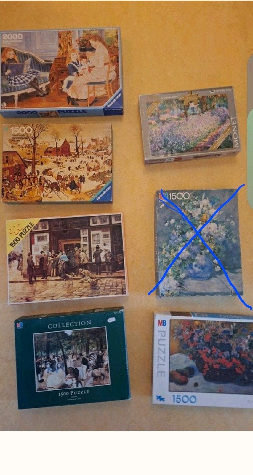 6 kunstpuzzels, 5 x 1500 en 1x 2000 stukjes, 3€ per stuk, Ophalen of Verzenden, Gebruikt