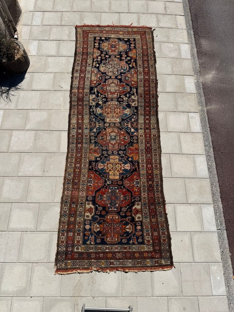 Antieke Azerbeidzjaanse loper Tapijt – 340 x 117 cm