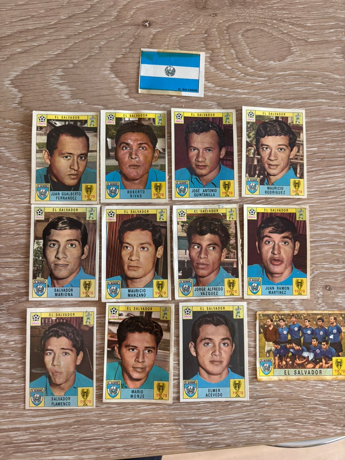 Panini Mexico 70 - El Salvador spelers compleet plus vlag, Ophalen of Verzenden, Gebruikt, Buitenlandse clubs, Poster, Plaatje of Sticker