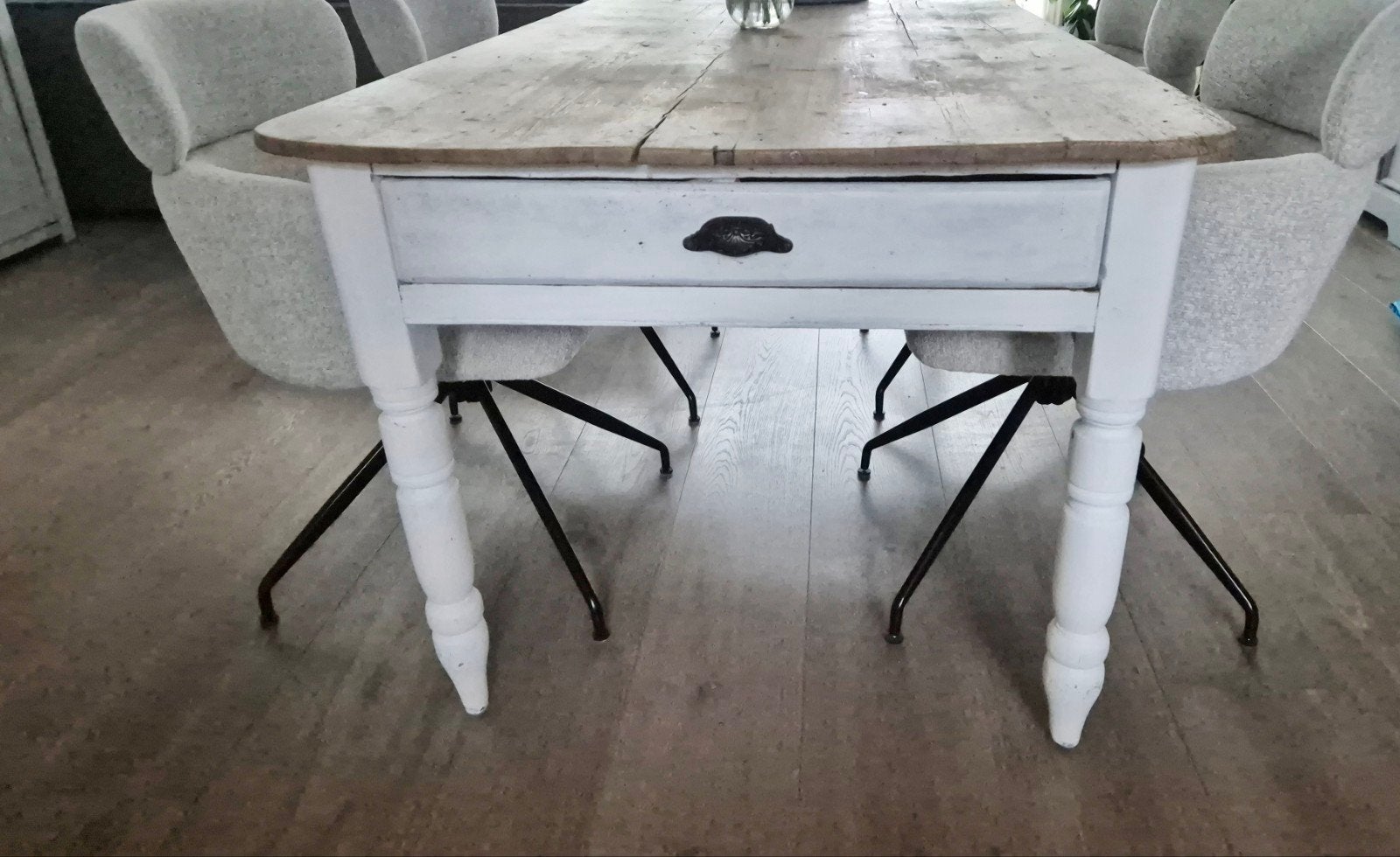 Boeren / landelijke eettafel 180x90, Ophalen, Gebruikt, 50 tot 100 cm, Vijf personen of meer