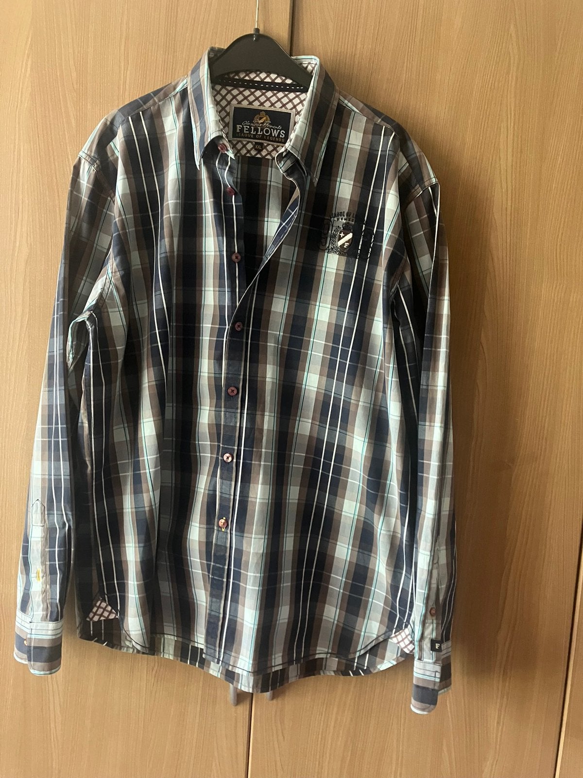 Overhemd.    mt.  XXL.     FELLOWS., Verzenden, Zo goed als nieuw, Blauw, Overige halswijdtes