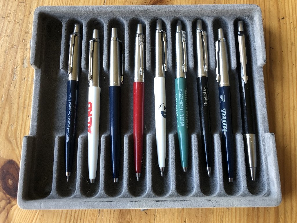 9 Prachtige PARKER Jotter pennen, Ophalen of Verzenden, Zo goed als nieuw, Met reclame, Parker
