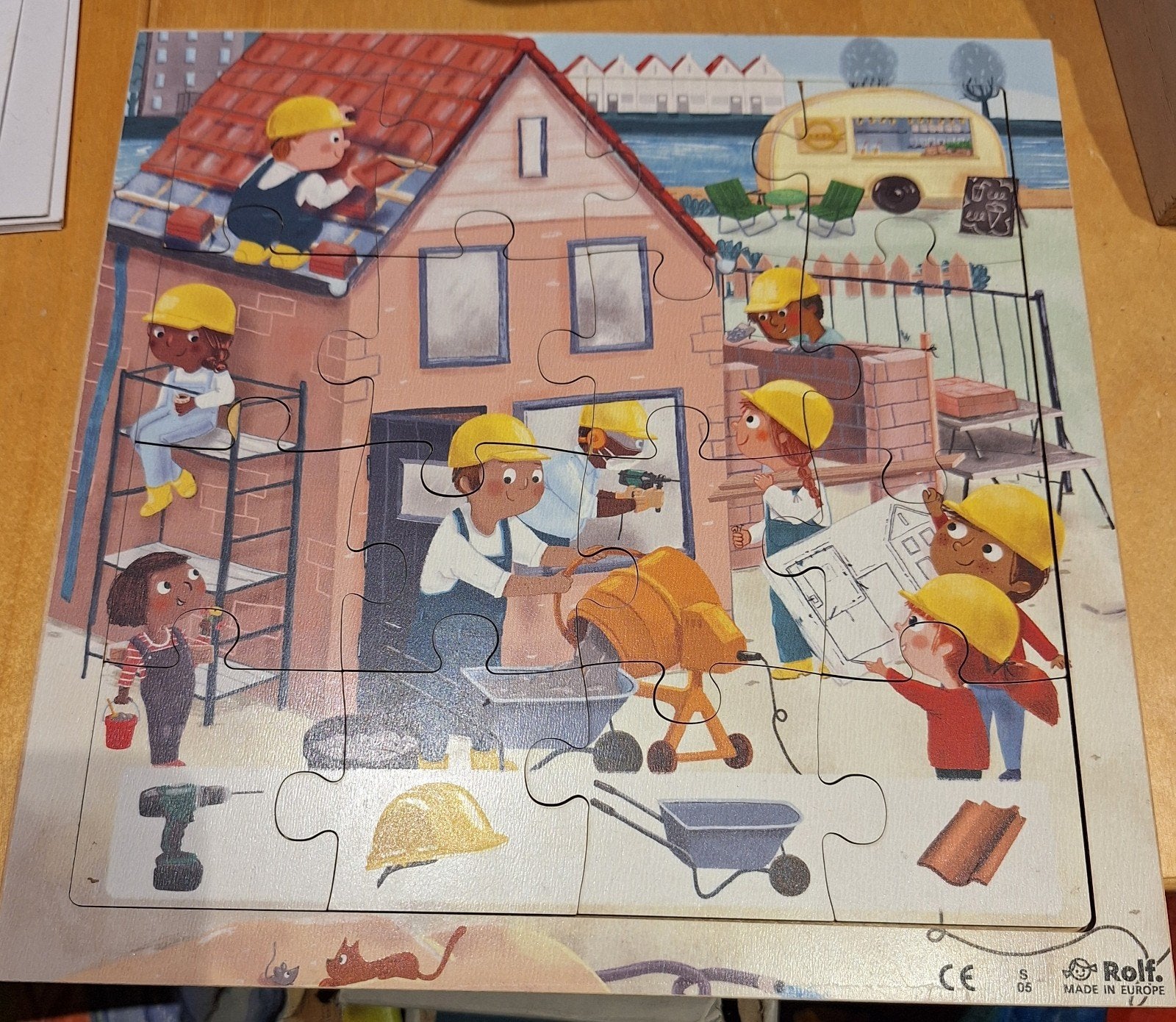 Rolf puzzel 'Bouwplaats' - Educatief en leuk!, Ophalen of Verzenden, 10 tot 50 stukjes, Zo goed als nieuw, 4 tot 6 jaar