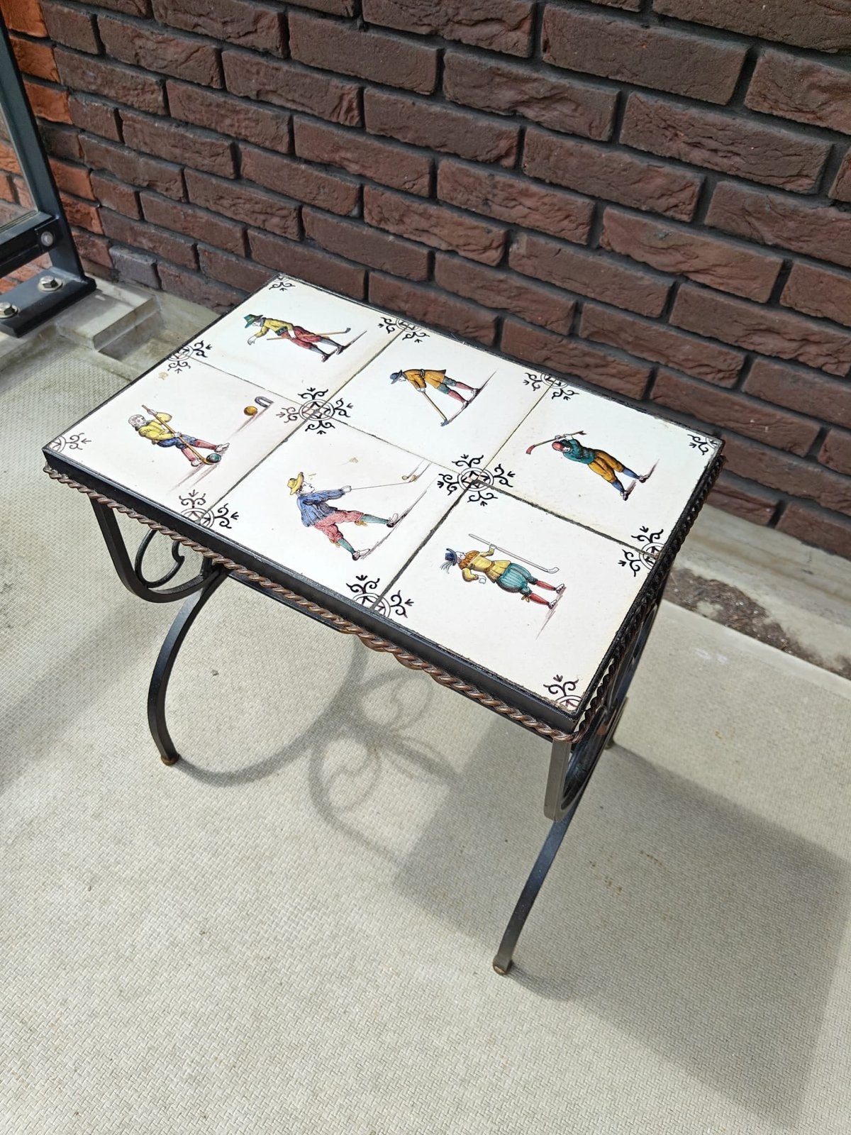 Antiek vintage bijzettafeltje met tegels, Ophalen