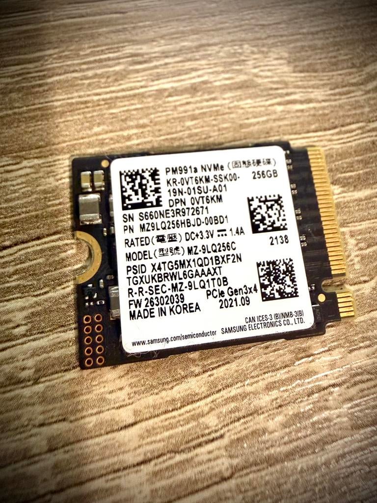 Samsung PM991a 2230 NVMe SSD – 256GB – PCIe Gen3x4, Computers en Software, Harde schijven, Ophalen of Verzenden, Zo goed als nieuw