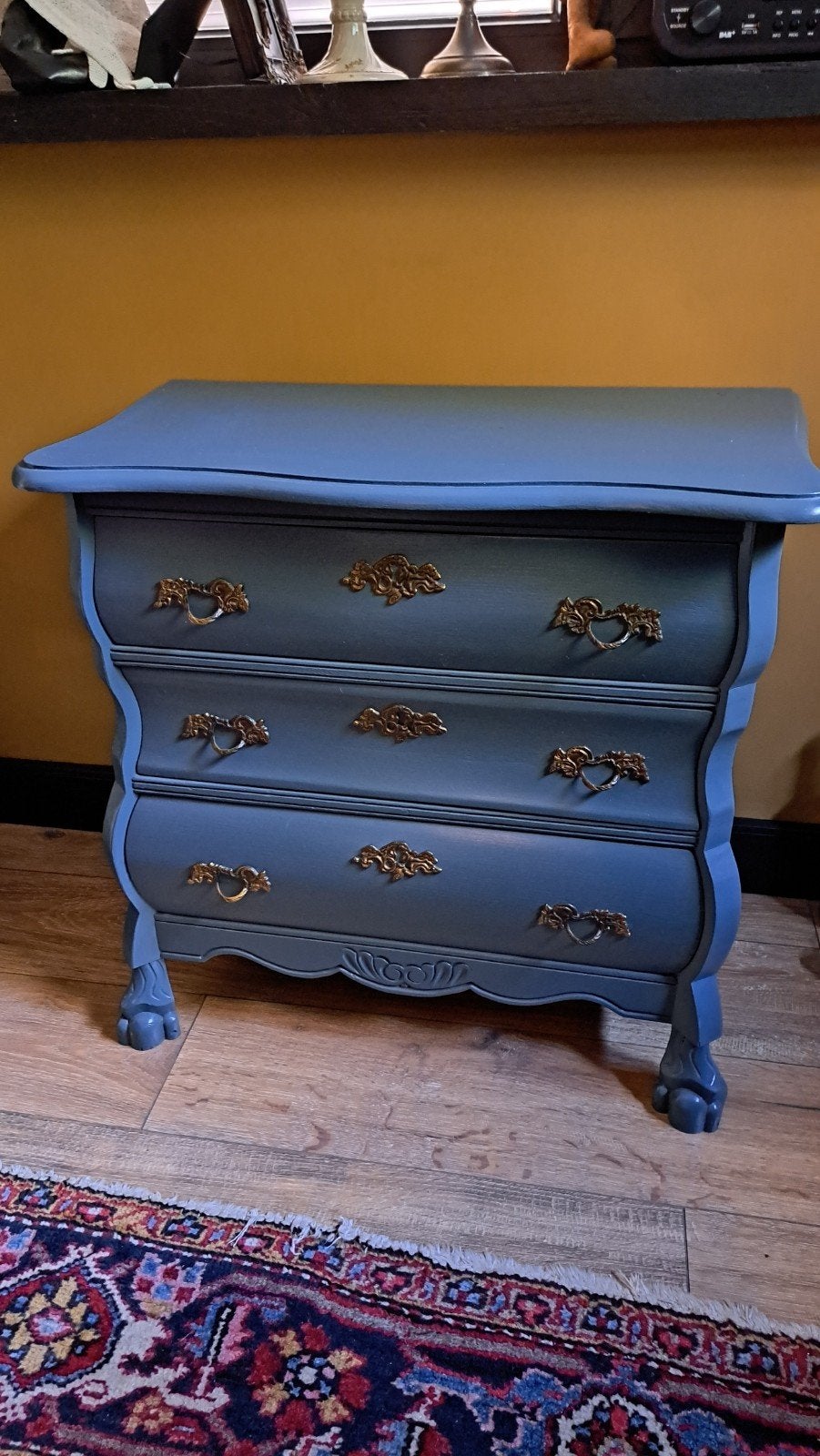 Elegant buikkastje in vintage blauw ( ladenkastje), Ophalen, Gebruikt, 50 tot 100 cm, 3 of 4 laden