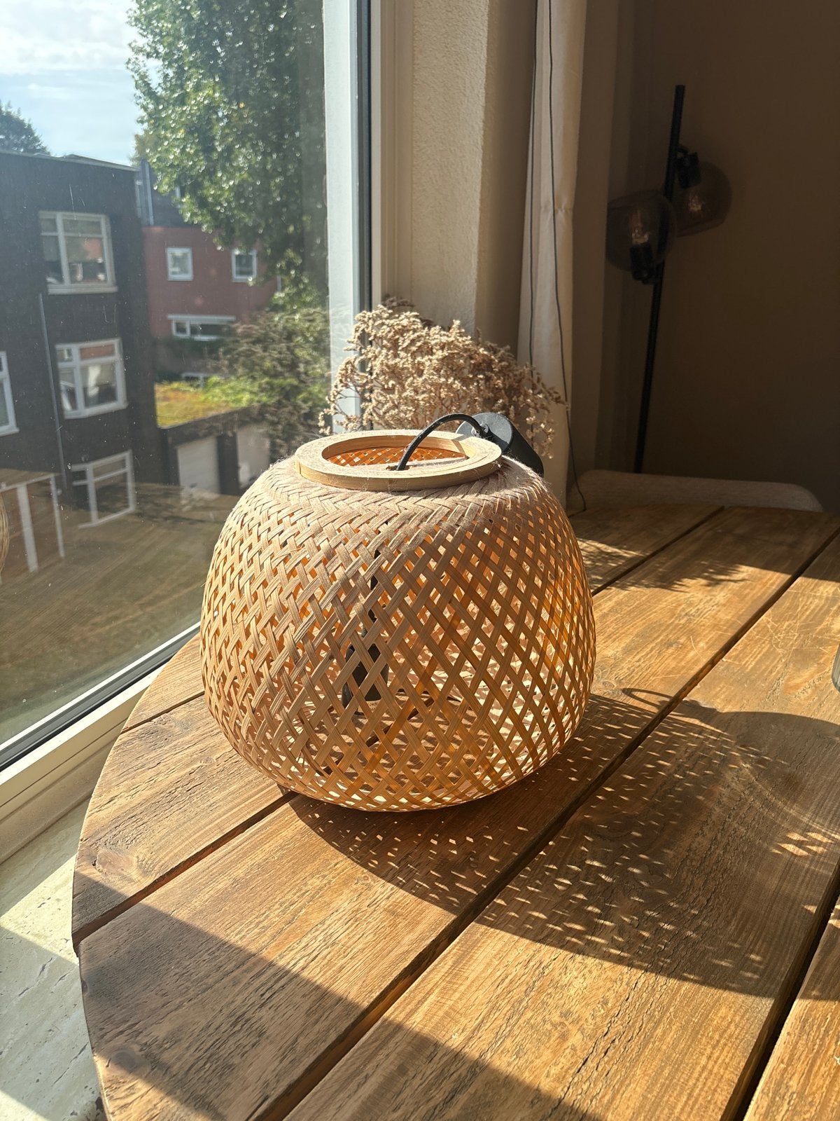 Mooie bamboe lampenkap, Hanglamp, Gebruikt, Bruin, Natuurlijk materiaal