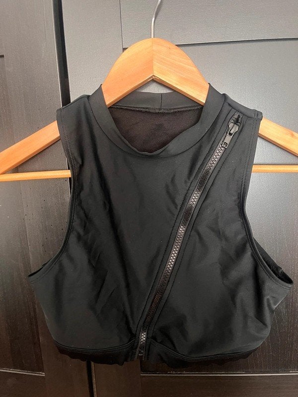 HKMX Zwem Top met Rits, Zwart, maat M, Verzenden, Zwart, Zo goed als nieuw, Bikini