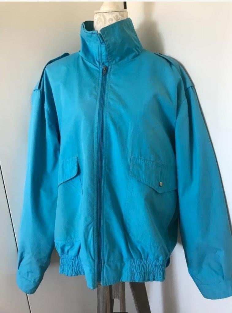 Jaren 80 Oversized Turquoise Jack, Ophalen of Verzenden, Zo goed als nieuw, Maat 38/40 (M), Blauw