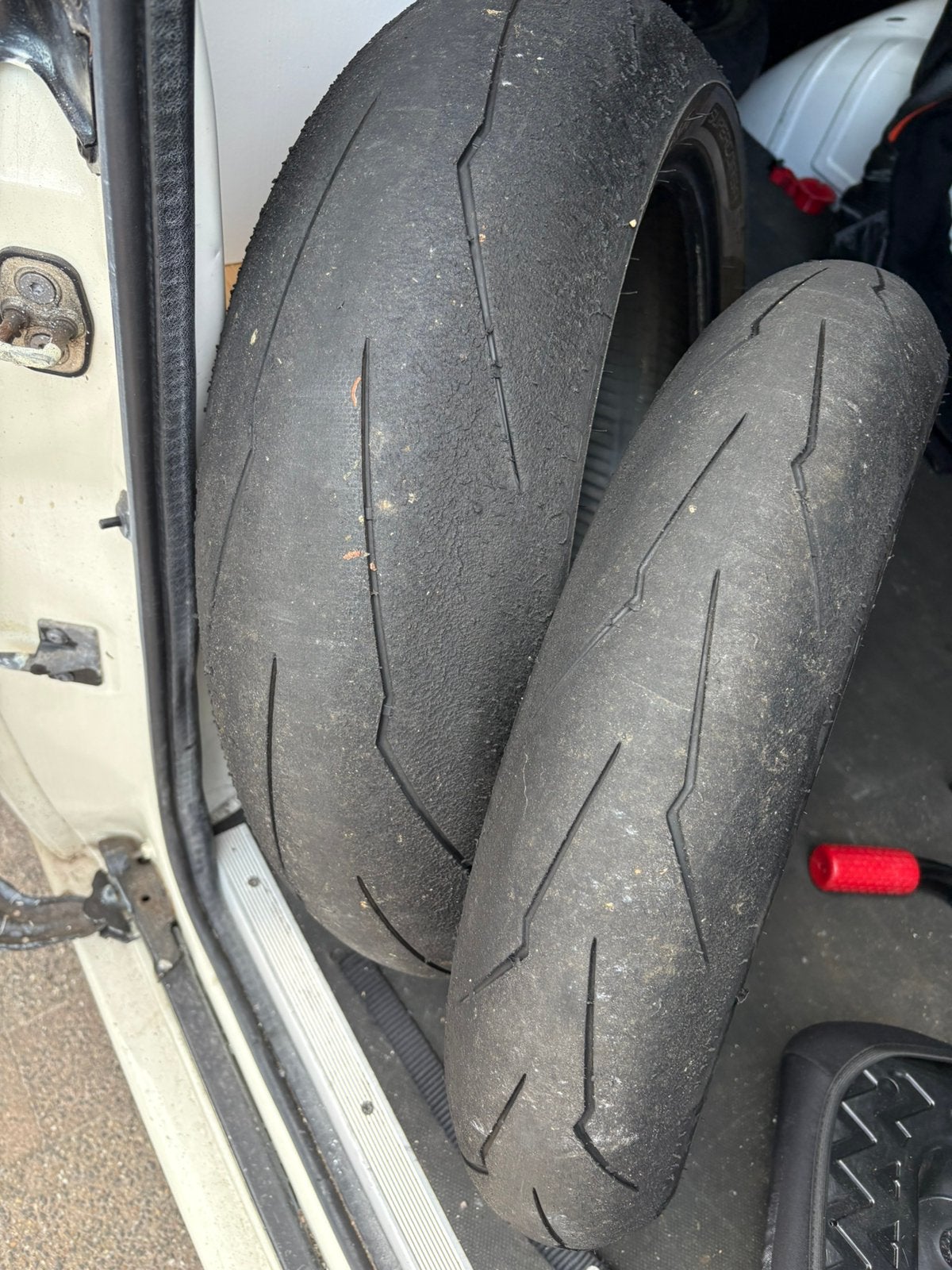 Pirelli supercorsa SP 120/70 - 200/55 (dot 23), Ophalen of Verzenden, Gebruikt